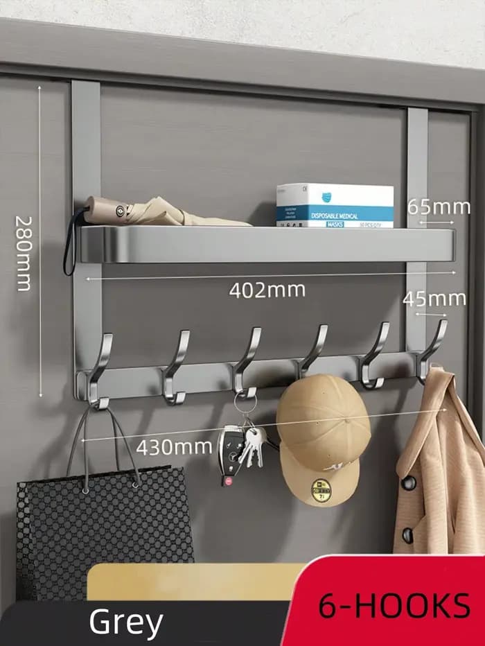Support de rangement au-dessus de la porte facile à installer – Crochets métalliques multifonctionne