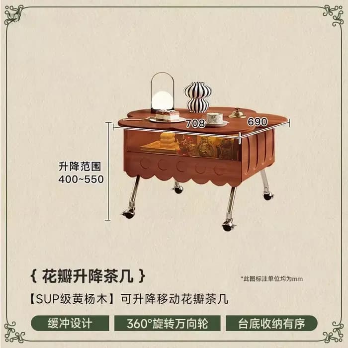 Table basse relevable avec rangement