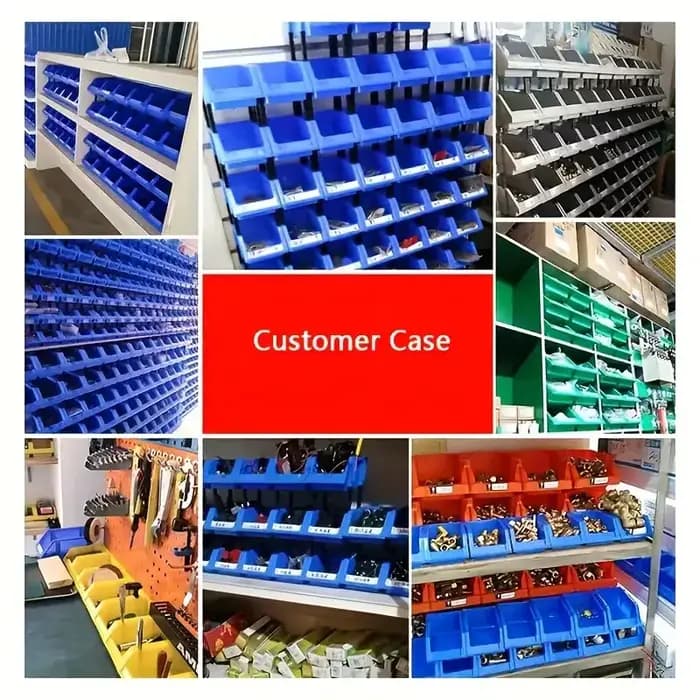 10 bacs de rangement en plastique bleu avec compartiments pour étiquettes - Système d'organisation modulaire emboîtable