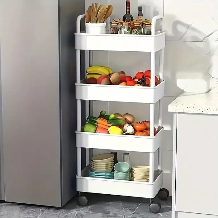 Chariot de rangement roulant multifonctionnel avec étagère ouverte