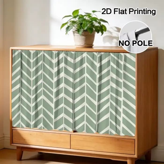 Rideau de cuisine VIKAMA vert sauge à chevrons