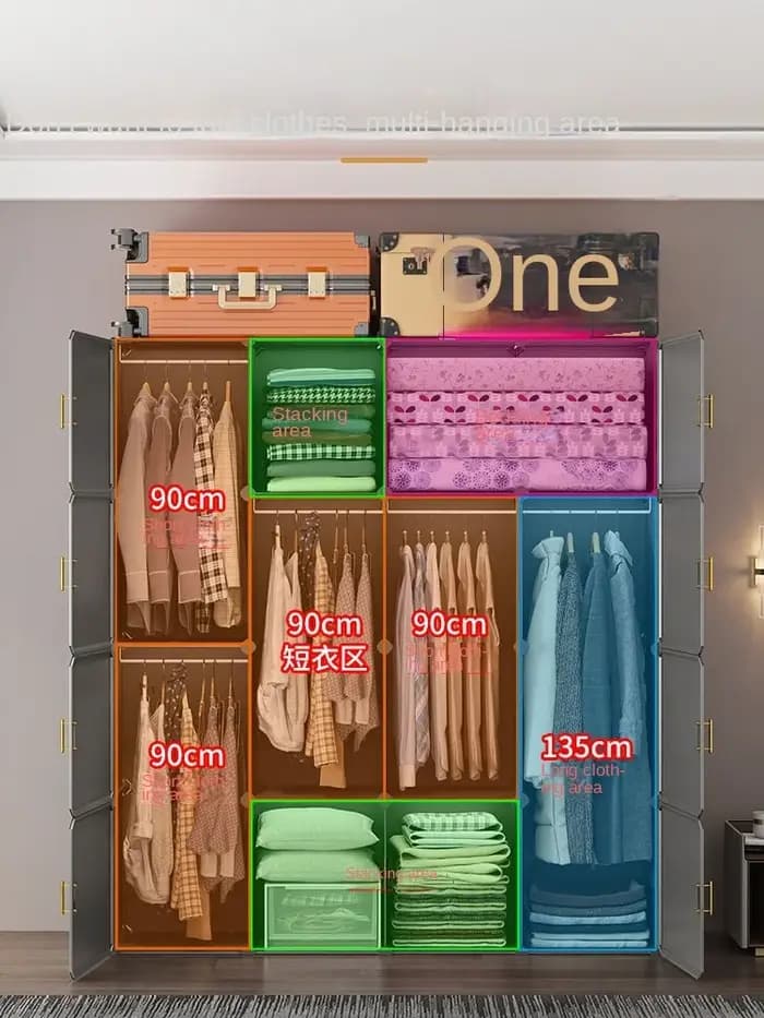 Armoire vêtements assemblage en plastique pliable anti-poussière armoires Cube rangement Locke placard meubles organisateur De Zapatos