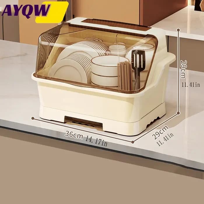Étagère à vaisselle avec couvercle – Armoire de rangement de cuisine peu encombrante et anti-poussière