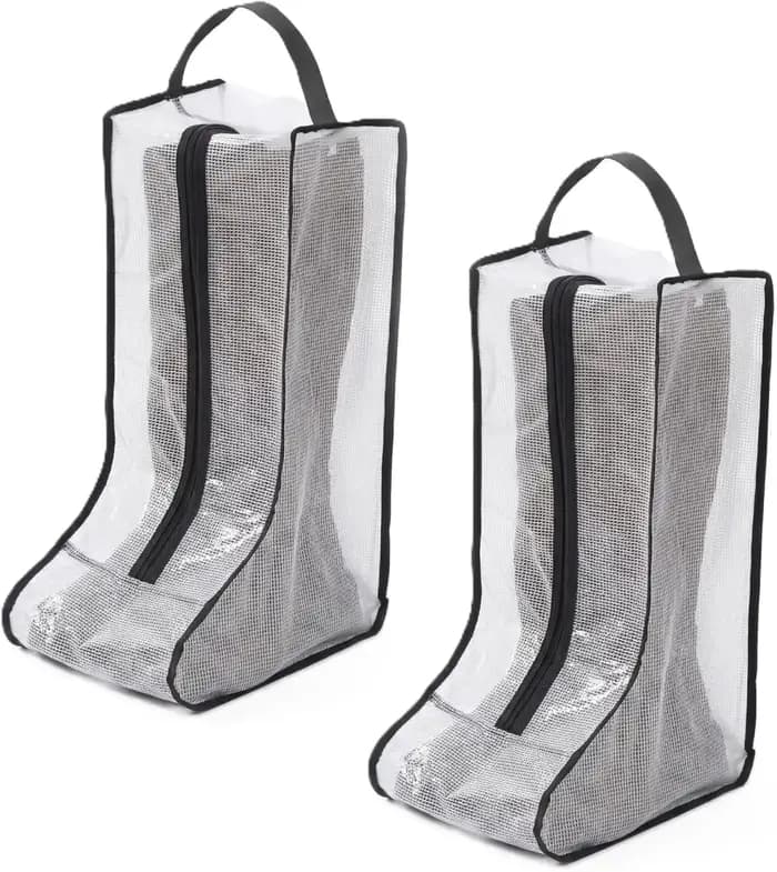 Sac de rangement pour bottes, 2 pièces, sacs à chaussures portables pour le rangement et les voyages, housse transparente anti-poussière pour bottes, organisateur de bottes