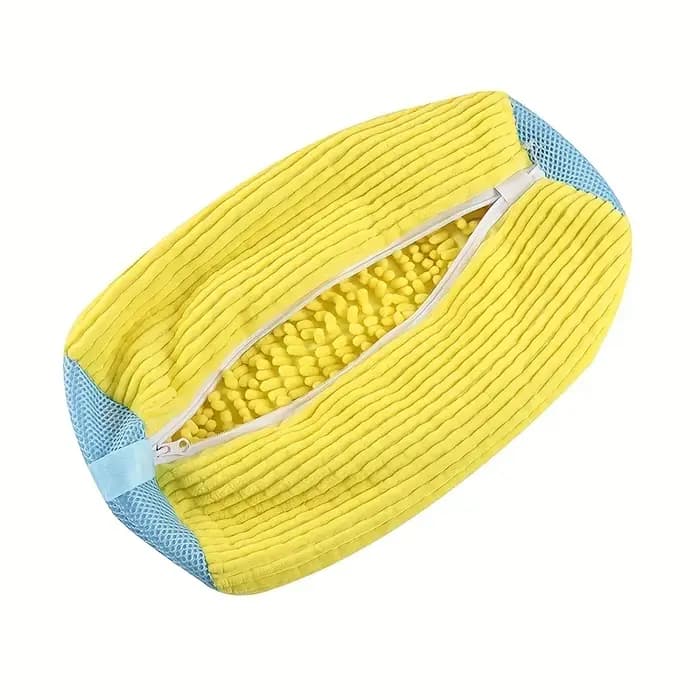 Sac de lavage de chaussures à linge durable jaune avec fermeture éclair rose idéal