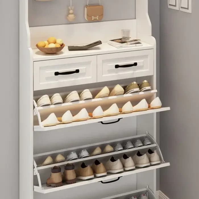 Armoire à chaussures multifonctionnelle de vente chaude. 3 portes 2 tiroirs Big Space. Meuble de salon