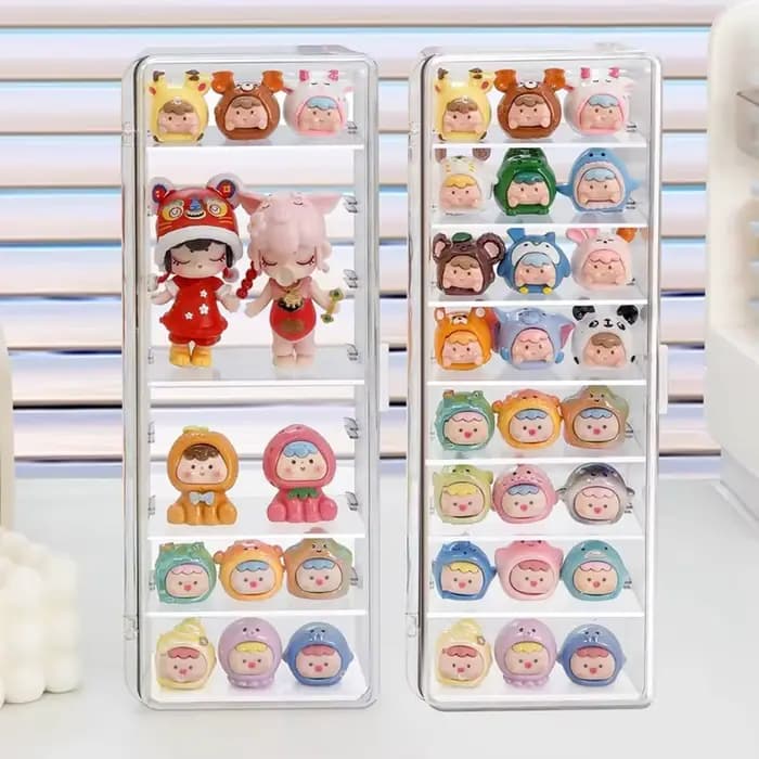 Une boîte de rangement multicouche anti-poussière avec une jolie petite vitrine