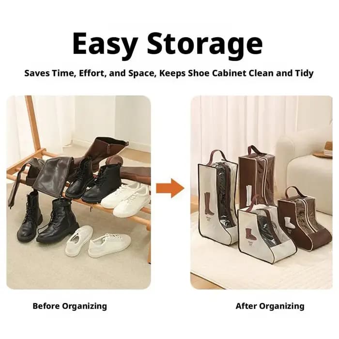 Sac de rangement portable pour bottes de voyage, organisateur de chaussures anti-poussière, pochette visuelle élargie pour bottes longues et courtes, étui de rangement domestique peu encombrant