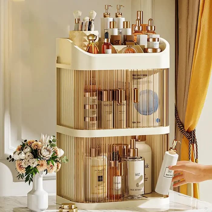 Boîte de rangement de cosmétiques, coiffeuse de grande capacité, support de rangement de produits de soins de la peau, Type tiroir, organisateur de stockage de poussière de bureau