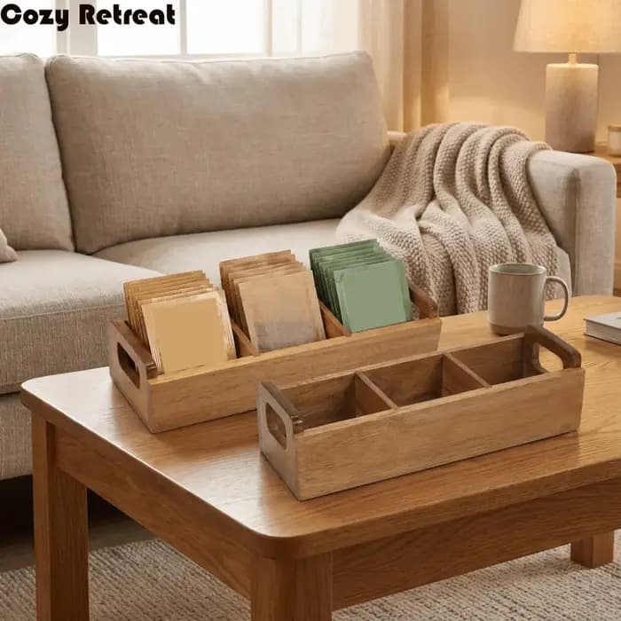 Boîte de rangement en bois pour sachets de thé