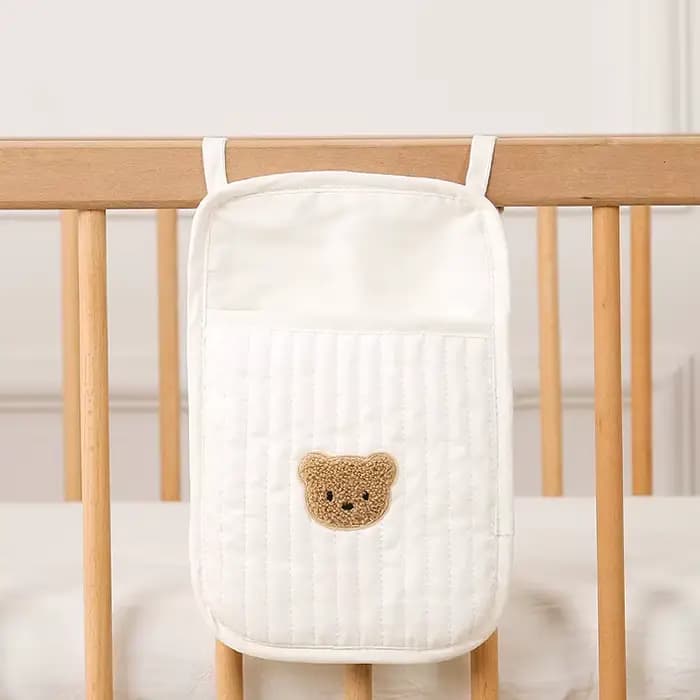 Nouvelle sacoche de rangement pour lit de bébé, organiseur de couches double poche à suspendre au li