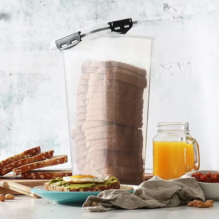 Boîte à pain en plastique avec couvercle hermétique et plateau
