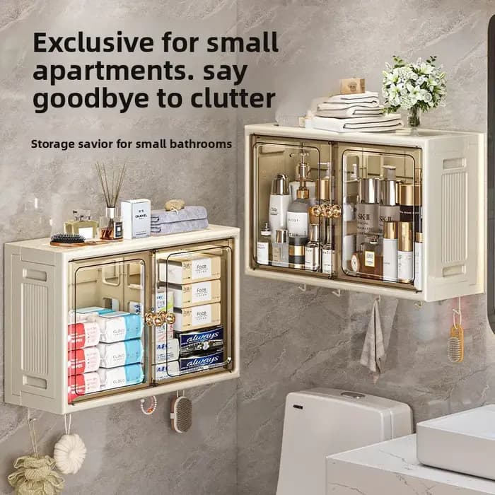 Organisateur mural pliable – Étagère de salle de bain sans perceuse pour cosmétiques
