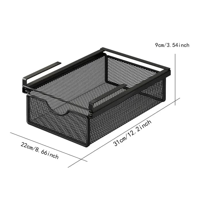 Panier de rangement coulissant suspendu sous armoire, organisateur sous étagère pour bureau, bibliot
