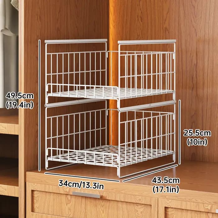 Étagère de rangement pour armoire à 2/3 niveaux avec paniers coulissants pour le tri et l'organisati