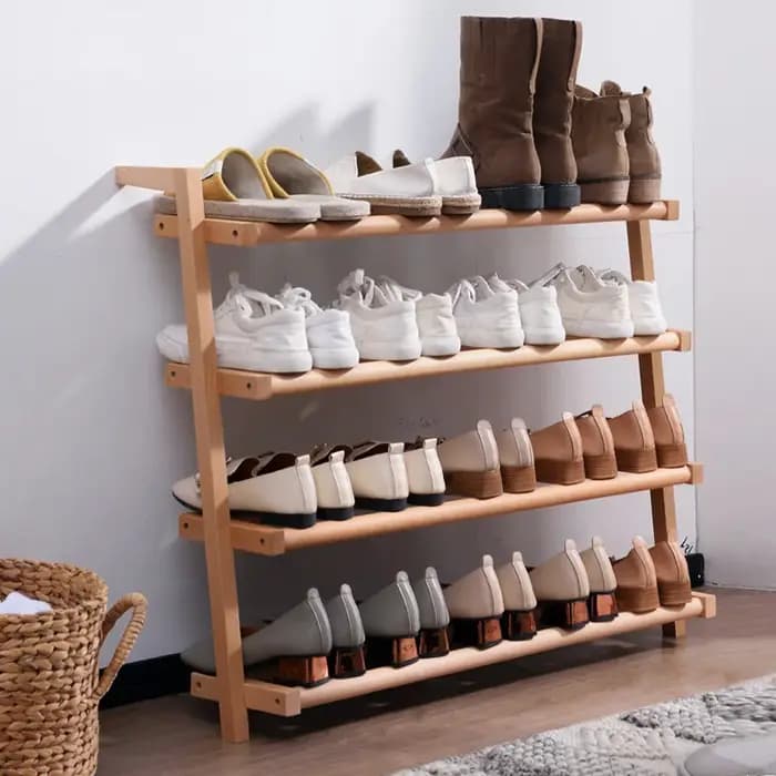 Étagère à chaussures d'entrée en bois japonaise