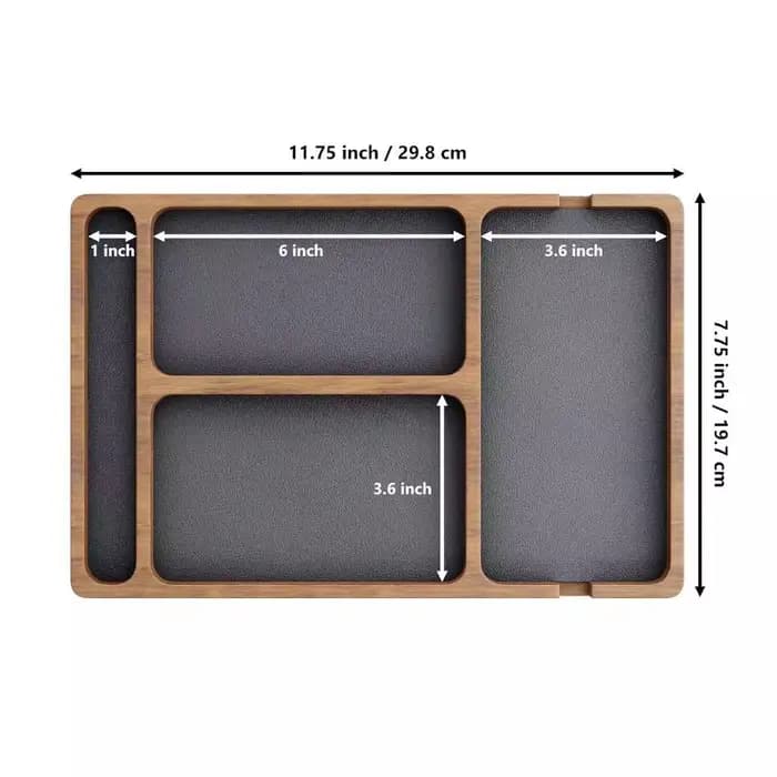 Boîte de rangement de bureau en bois massif avec compartiments, pour téléphone portable, écouteurs e