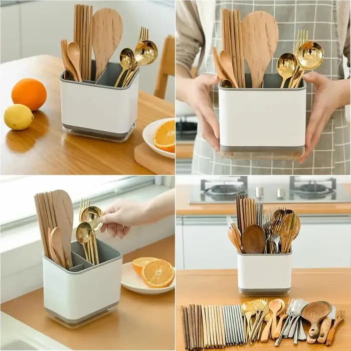 Égouttoir à couverts et porte-ustensiles pour évier, organisateur de cuisine pour couverts, baguettes, couteaux, fourchettes, cuillères, spatules