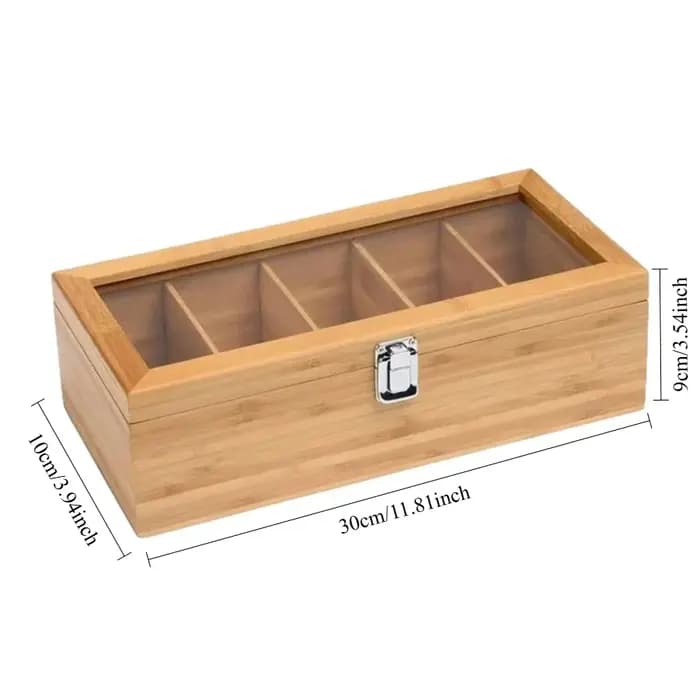 Boîte de rangement pour sachets de thé en bambou