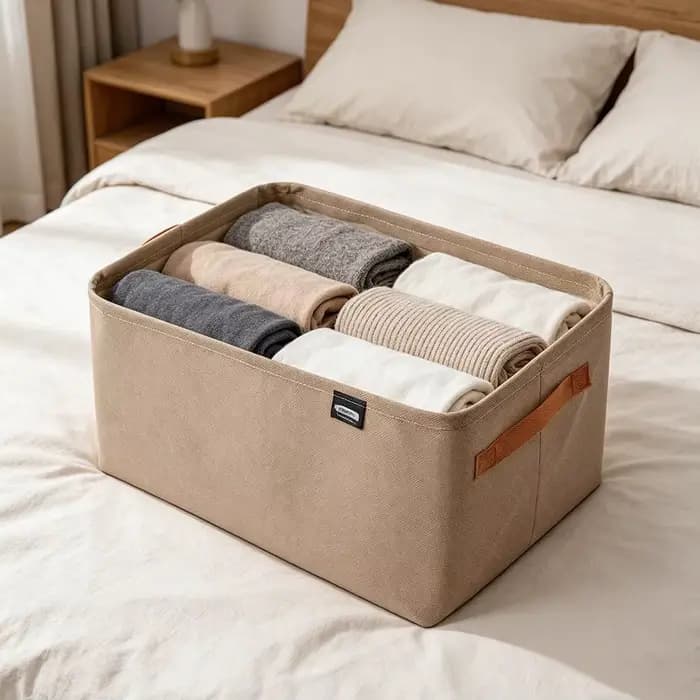 Boîte de rangement en tissu pliable pour livres