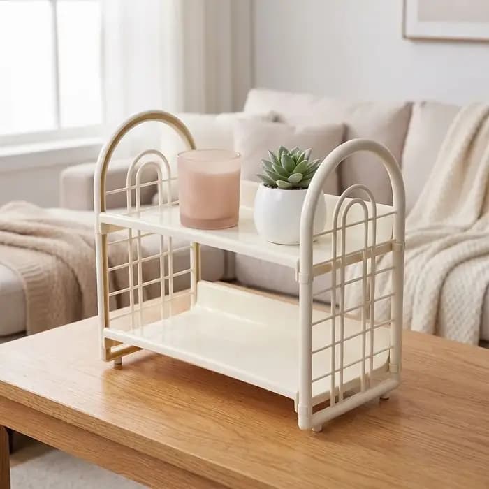 Étagère de rangement double couche en plastique