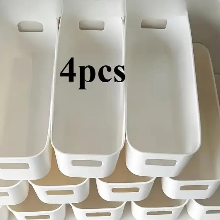 Boîtes de rangement en plastique blanc, 4 pièces, adaptées aux tiroirs, étagères, armoires, bureau,