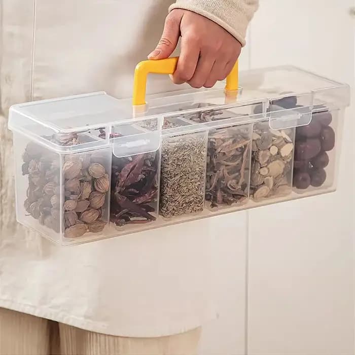 Boîte de rangement transparente grande capacité pour épices avec poignée
