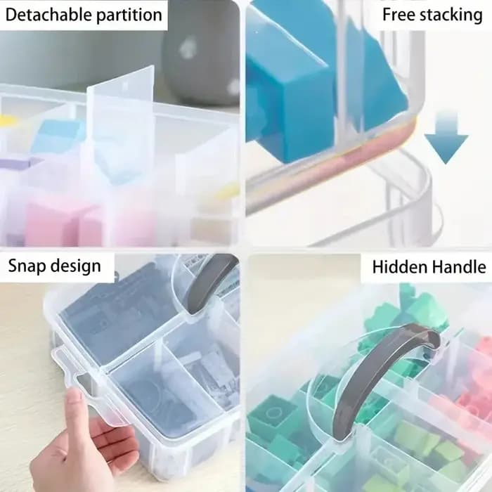 Boîte de rangement à compartiments réglables à 3 niveaux