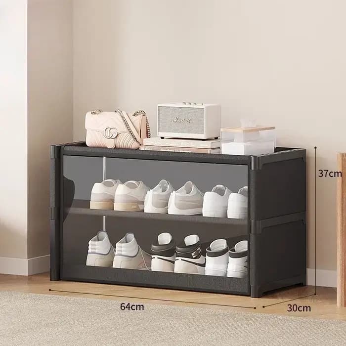 Meuble à chaussures transparent multicouche anti-poussière, étagère de rangement compacte pour petit