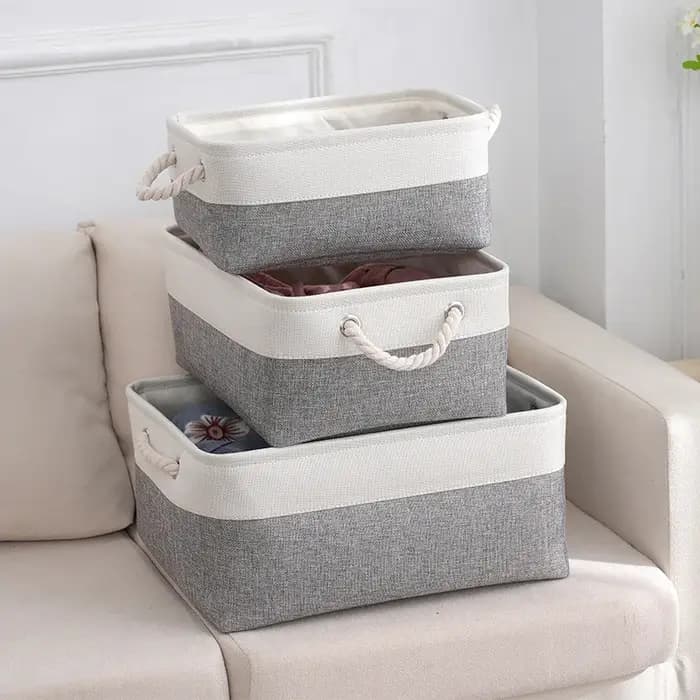 Boîte de rangement pour vêtements en coton et lin