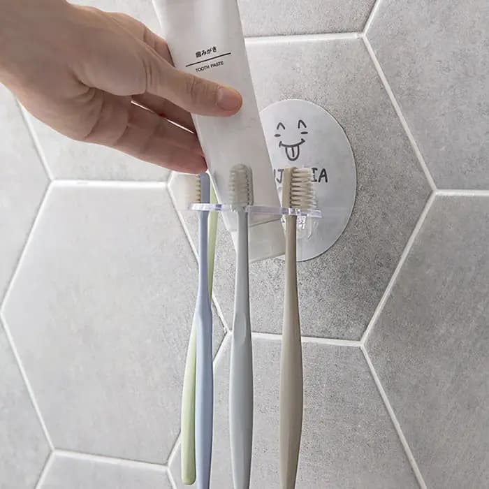 Porte-brosse à dents auto-adhésif mural, sans perçage, support de rangement pour dentifrice et rasoi