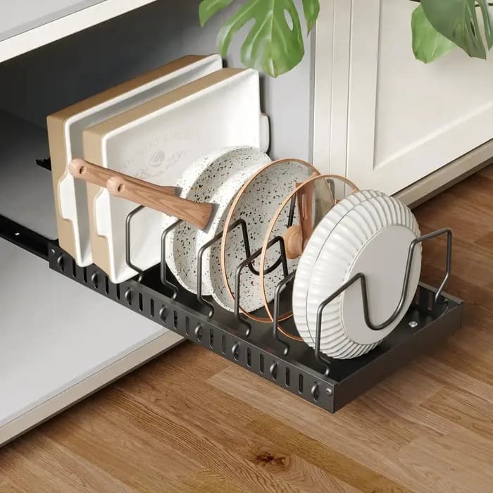 Organisateur de cuisine multifonctionnel - Tiroir coulissant pour casseroles et poêles