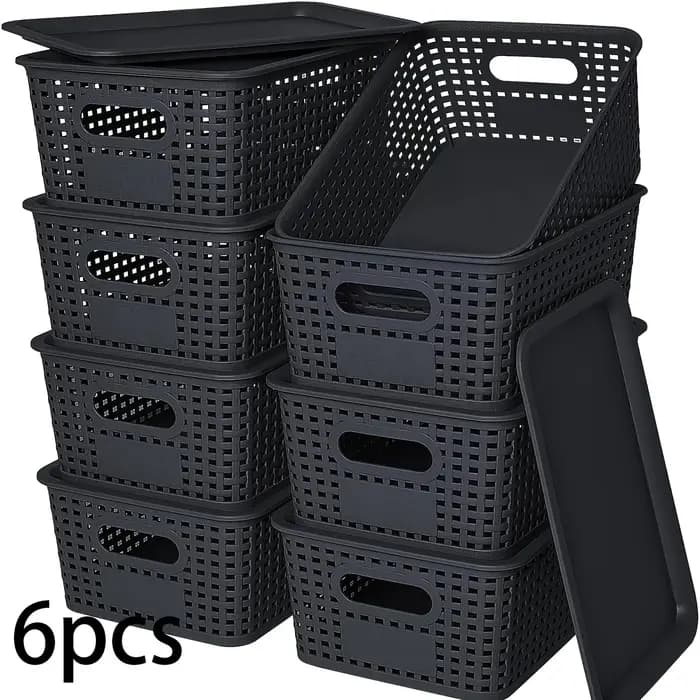 6 boîtes de rangement empilables avec couvercles