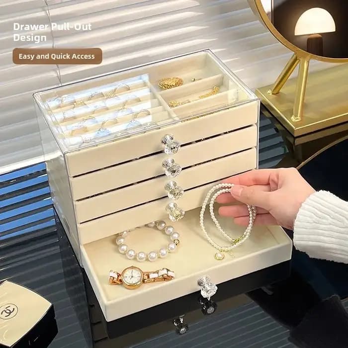 Boîte de rangement à bijoux haut de gamme de style tiroir