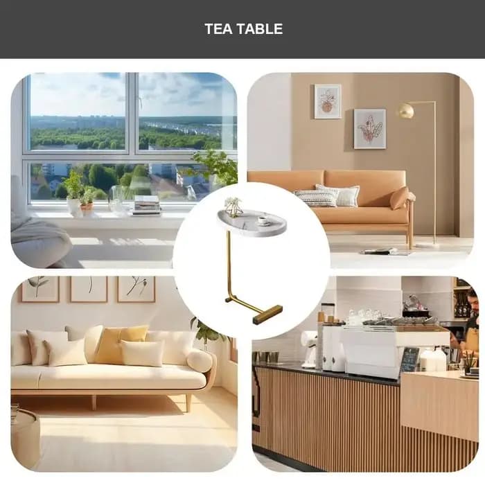Table de bout en forme de C pour café et thé, canapé fin, petit meuble TV, cadre en métal, étroit, r