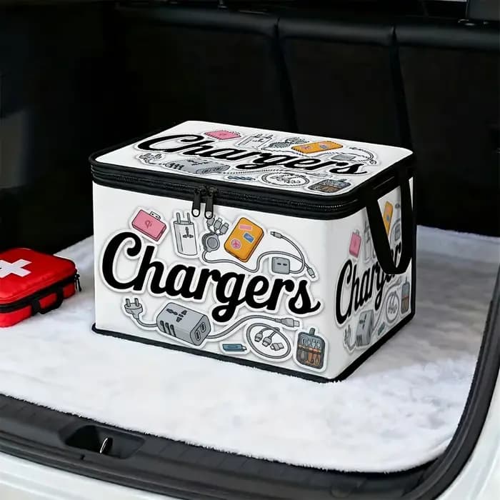 Boîte de rangement pliable avec couvercle pour vêtements, câbles électroniques et chargeurs, avec motif graphique moderne et fermeture éclair, conteneur de rangement à couvercle