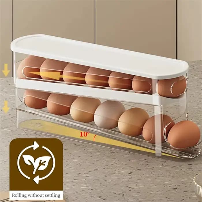 Boîte de rangement d'œufs de réfrigérateur bicouche