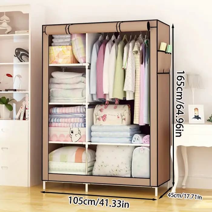 Armoire anti-poussière, porte-manteau, armoire simple robuste et durable, armoire en tissu anti-poussière, moderne et simple pour la chambre à coucher, armoire épaissie, design avec base surélevée pou