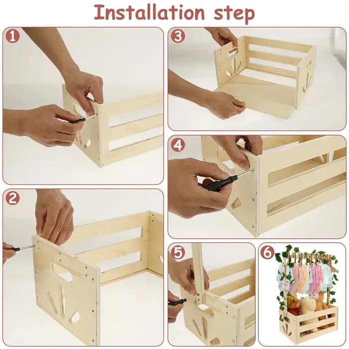 Panier de rangement en bois pour fête prénatale