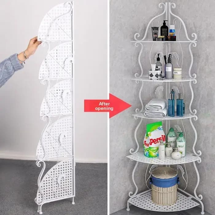 Support de rangement triangulaire en fer pour salle de bain