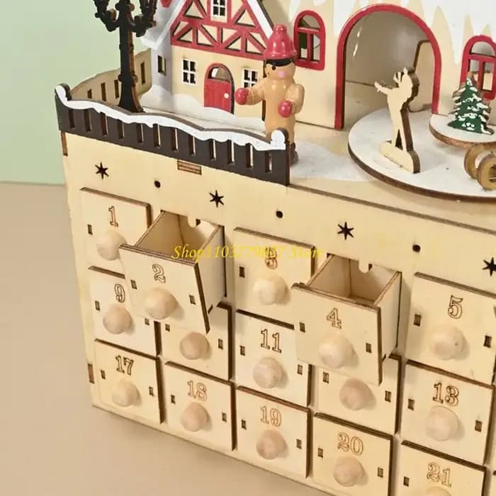 C4DF – armoire calendrier compte à rebours noël en bois