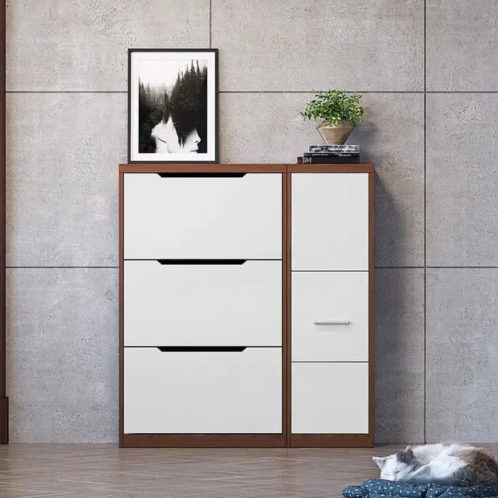 Meuble à chaussures pivotant avec banc d'entrée et rangement pour couloir