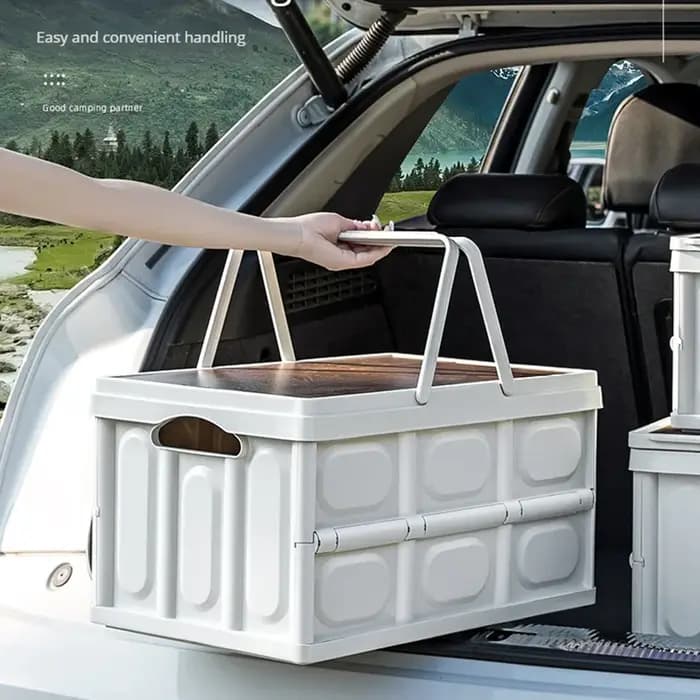 1 boîte de rangement de Camping en plein air avec poignée, boîte de rangement pliable de 15L, boîte de rangement Portable de Camping et de pique-nique, bagage de voiture