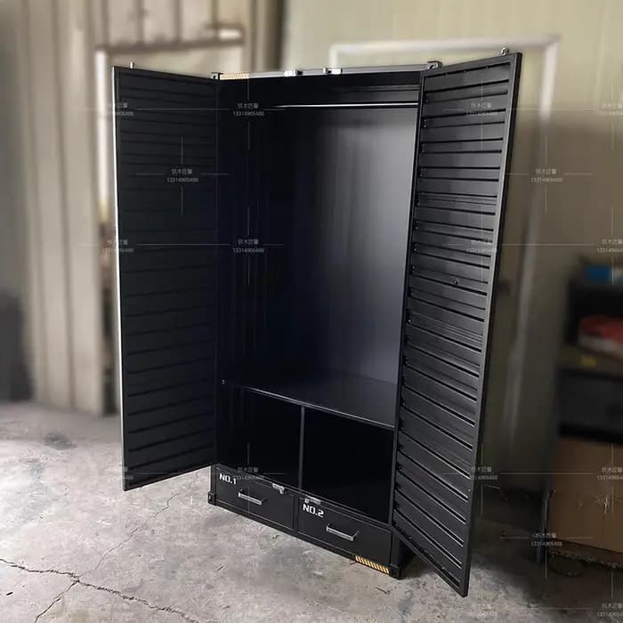 Cube noir armoire métal artisanat support lourd Patio