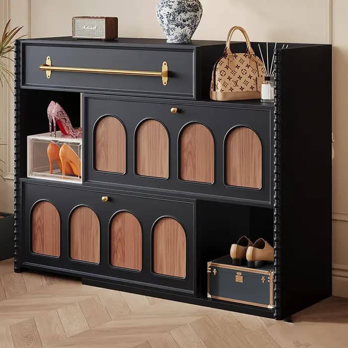 Meuble à chaussures en bois moderne avec tiroirs pour entrée