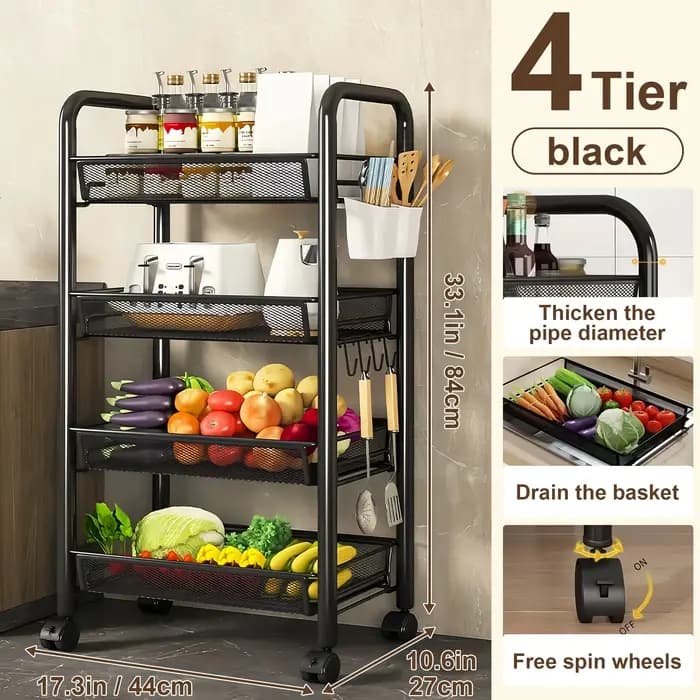 Chariot de rangement multifonctionnel à plusieurs niveaux – Une unité