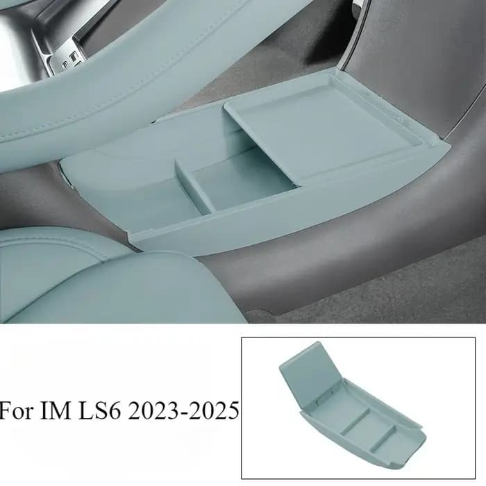 Pour IM LS6 2023-2025 Organisateur de console centrale – Boîte de rangement inférieure et plateau ABS avec accoudoir sur mesure (accessoires d'intérieur de voiture)