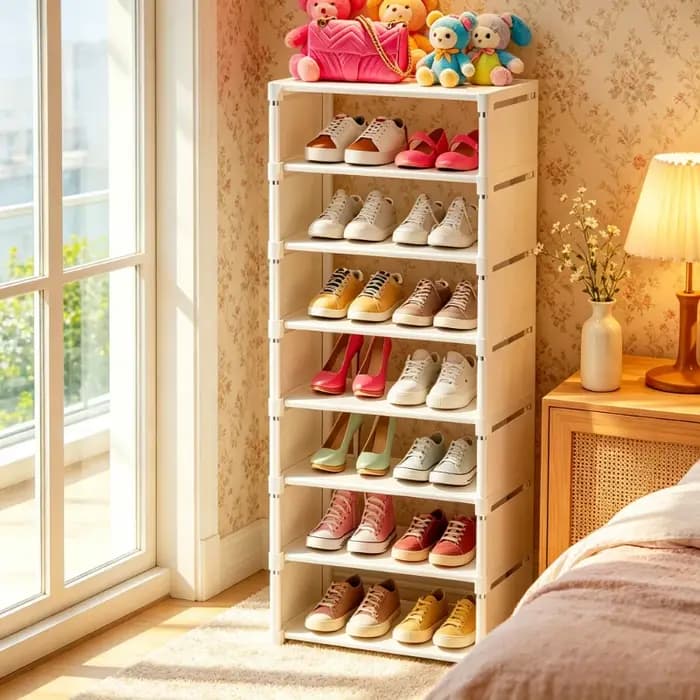 Étagère à chaussures blanche à 8 niveaux