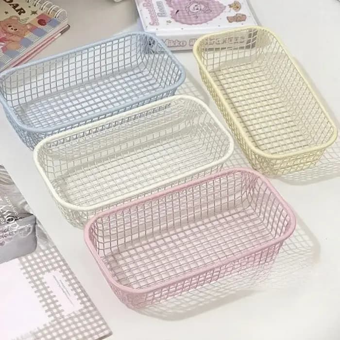 Panier de rangement de bureau INS, panier organisateur d'articles divers en métal, étui pour cartes photo, papeterie de bureau, fournitures pour la maison, support de tri de maquillage