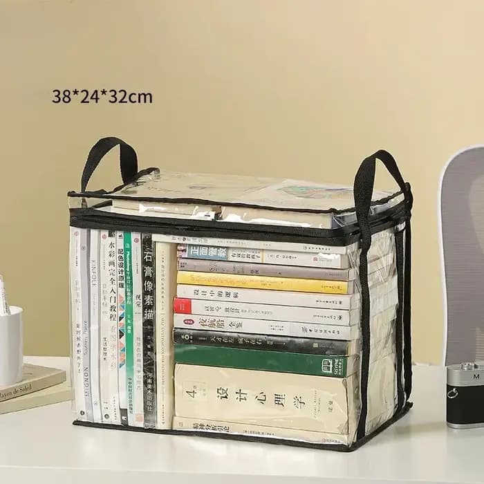 Boîte à livres pliable, organisateur de livres pour dortoir d'étudiants, boîte de rangement transparente et étanche pour la maison
